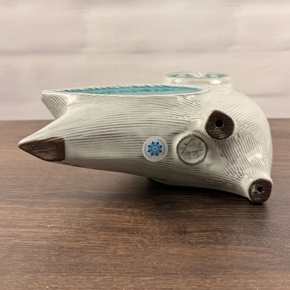 Jonathan Adler Glass Menagerie Barn Owl Sculpture Aquamarine Stoneware